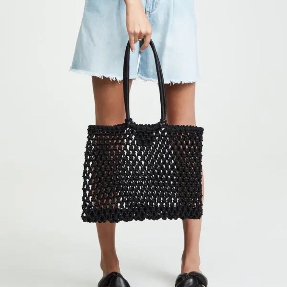 Clare V Sandy Black Woven Tote Bag